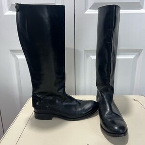 Frye Black Leather Women's Heeled Boots tall with zipper. Size 7B